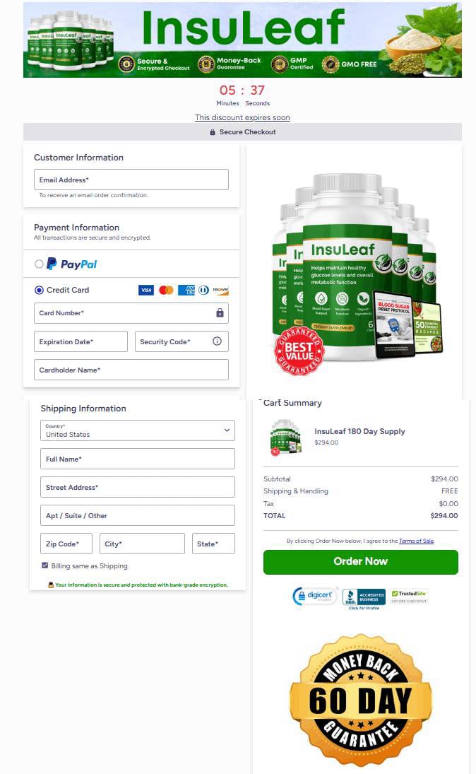 insuleaf order checkout form